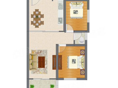 2室2厅 88.16平米户型图