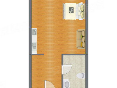 1室0厅 38.00平米户型图
