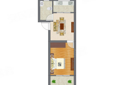 1室1厅 29.71平米户型图