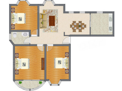 3室2厅 123.80平米户型图