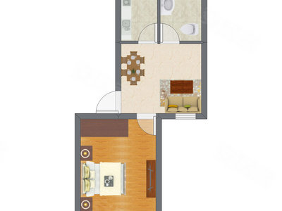 1室2厅 29.50平米