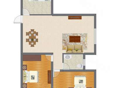 2室2厅 125.08平米户型图