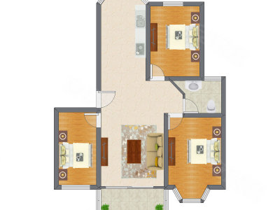 3室1厅 96.24平米