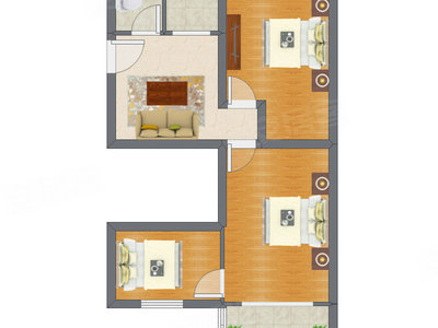 3室1厅 69.64平米户型图