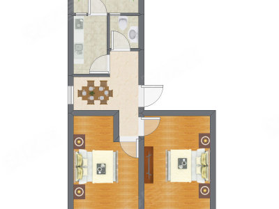 2室1厅 58.75平米
