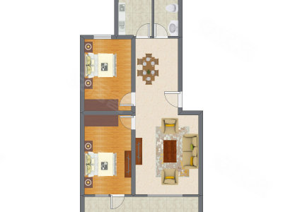 2室2厅 98.22平米户型图