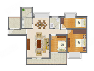 3室2厅 101.74平米