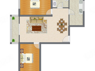 2室2厅 101.41平米户型图