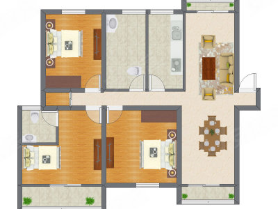 3室2厅 88.91平米