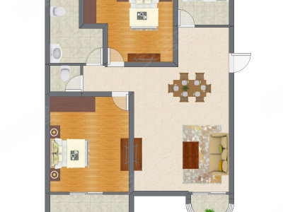 2室2厅 85.75平米户型图