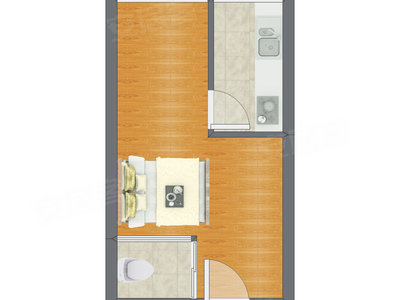 1室0厅 29.90平米户型图
