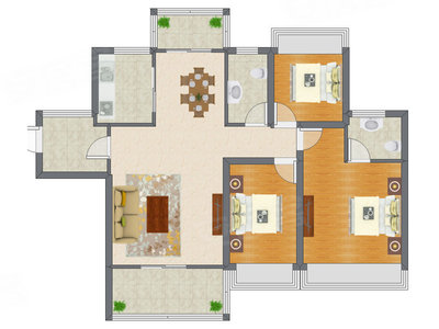 3室2厅 89.21平米