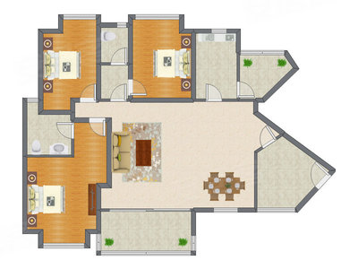 3室2厅 150.34平米