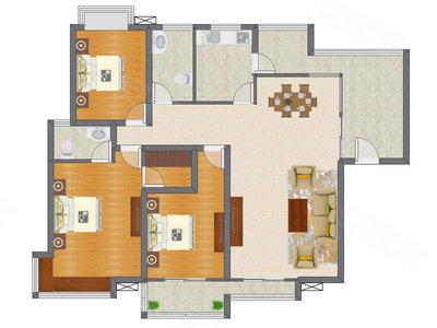 3室2厅 143.11平米户型图