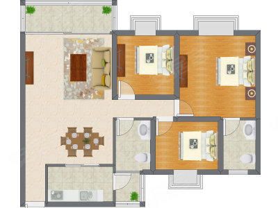 3室2厅 89.25平米