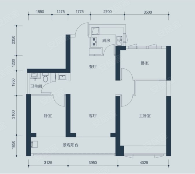 开云府3室2厅2卫124㎡东南1116万