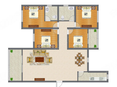 4室2厅 140.54平米
