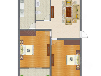 2室1厅 83.91平米户型图