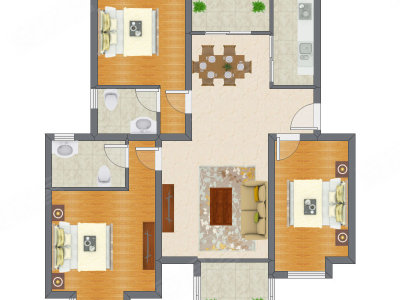 3室2厅 114.90平米