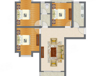3室1厅 120.12平米户型图