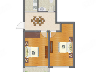 2室1厅 66.00平米户型图