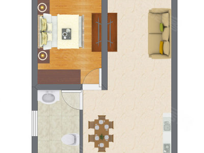 1室2厅 33.15平米户型图