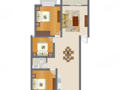 3室2厅 78.17平米