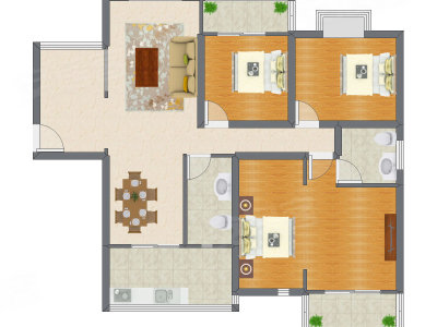 3室2厅 145.50平米