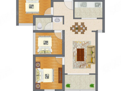 3室2厅 88.83平米户型图