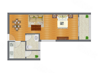1室0厅 45.14平米户型图