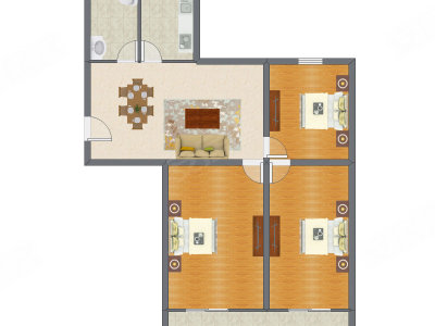 3室2厅 122.00平米