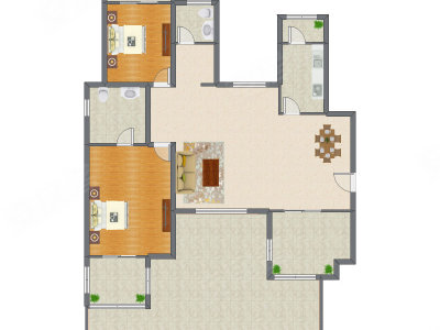 2室2厅 139.00平米户型图