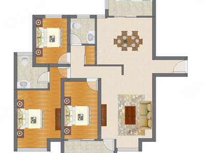 3室2厅 133.82平米户型图