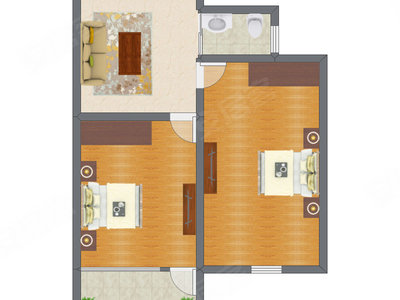 2室1厅 59.22平米