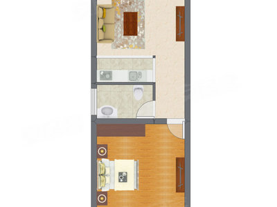 1室1厅 36.75平米