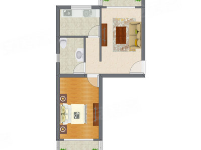 1室1厅 67.01平米户型图