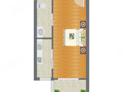 1室0厅 47.16平米户型图