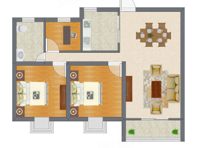 3室1厅 57.90平米