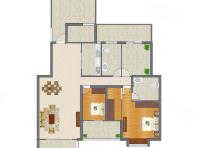 2室2厅 135.80平米户型图