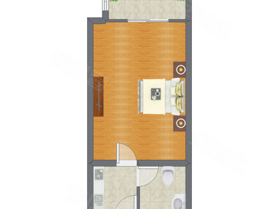1室0厅 44.50平米户型图