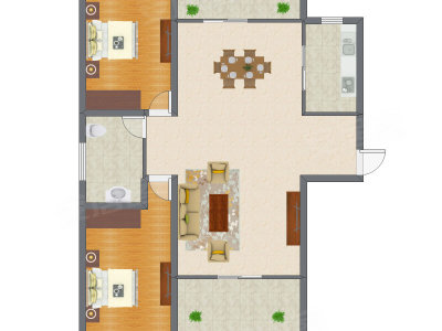 2室2厅 114.36平米户型图