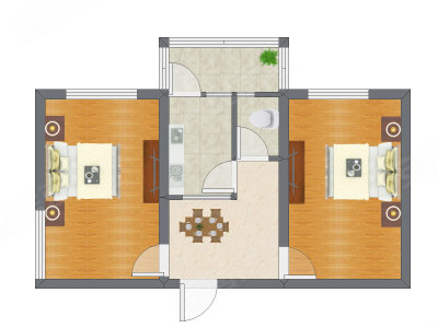 2室1厅 64.45平米