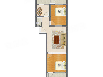 2室2厅 83.56平米户型图