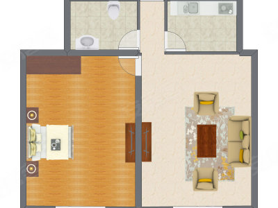 1室1厅 75.00平米户型图