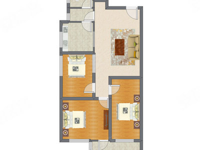 3室1厅 104.76平米户型图