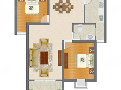 2室2厅 106.00平米户型图