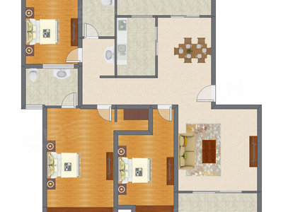 3室2厅 157.50平米户型图
