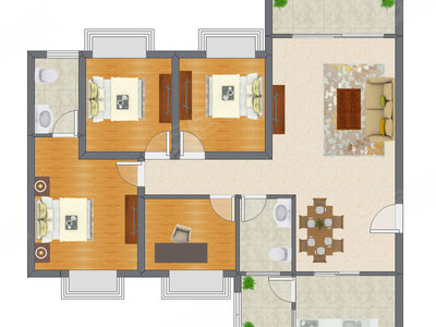 4室2厅 114.00平米户型图