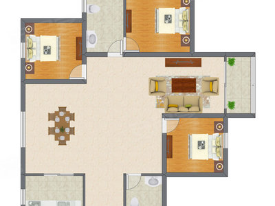 3室2厅 105.88平米