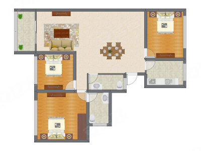 3室2厅 99.83平米户型图